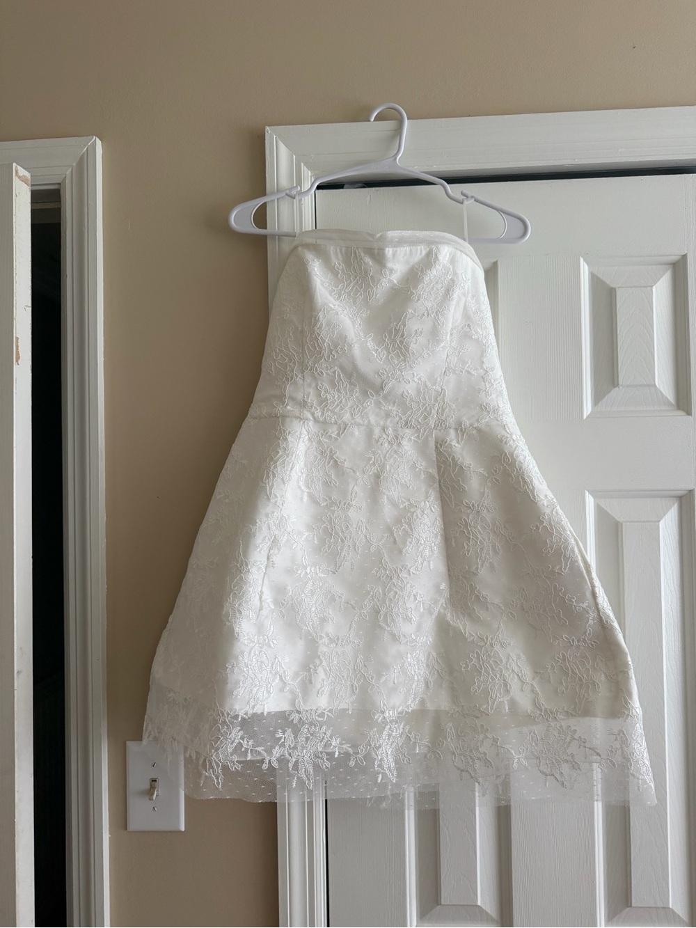 Bardot White Strapless Lace Mini Dress - Picture 2 of 4
